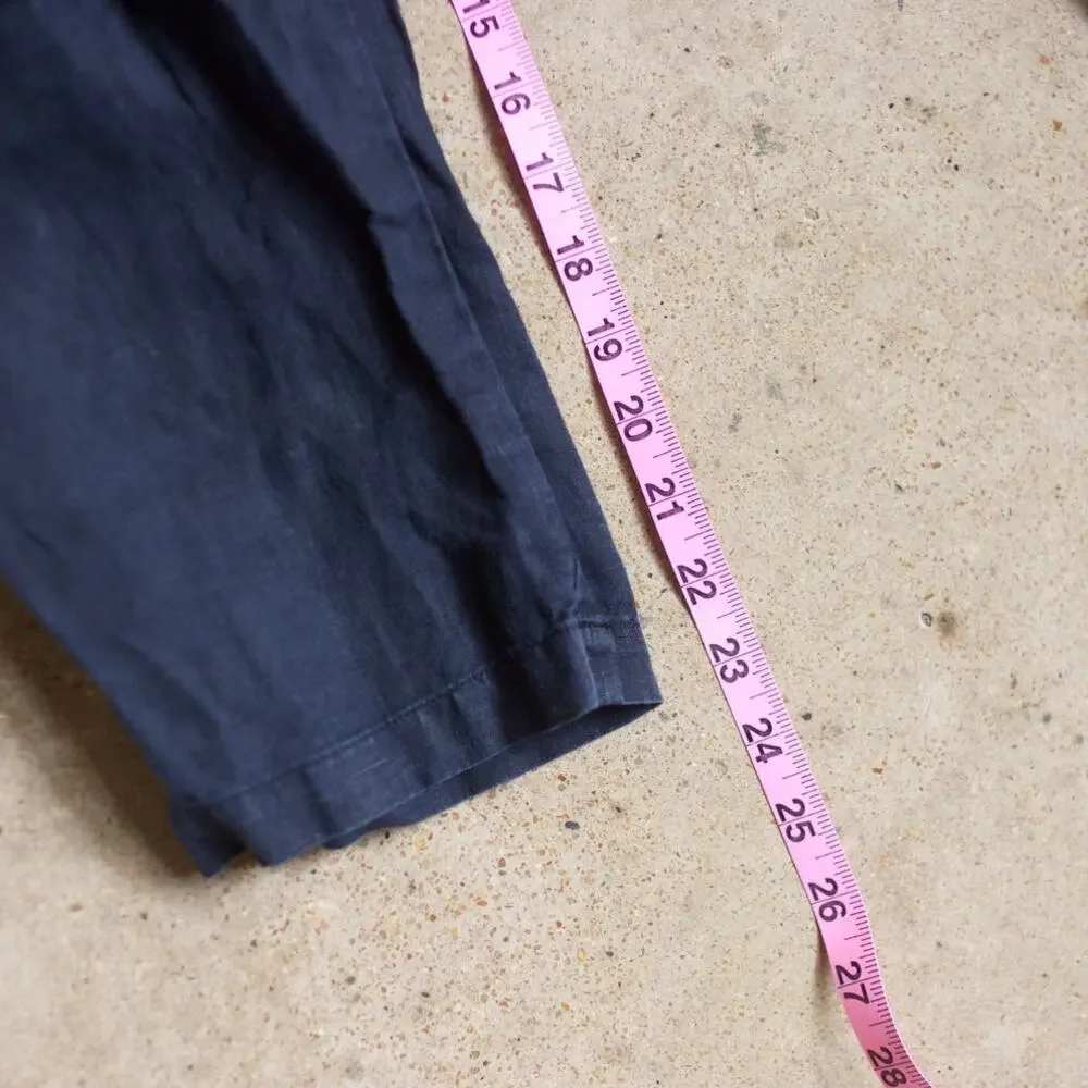 Quince 100% Linen Pants Black XS Relaxed Wide Leg Elastic Waist Minimalist
